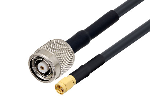 SMA Male to Reverse Polarity TNC Plug Low Loss Cable Using LMR-240-UF Coax with HeatShrink