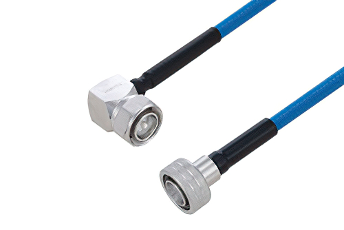 Plenum Snap-On 4.3-10 Male to 4.3-10 Male Right Angle Low PIM Cable 48 Inch Length Using SPP-250-LLPL Coax Using Times Microwave Parts