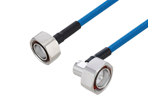 Plenum 7/16 DIN Male to 7/16 DIN Male Right Angle Low PIM Cable 100 cm Length Using SPP-250-LLPL Coax Using Times Microwave Parts