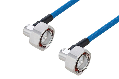 Plenum 7/16 DIN Male Right Angle to 7/16 DIN Male Right Angle Low PIM Cable 50 cm Length Using SPP-250-LLPL Using Times Microwave Parts
