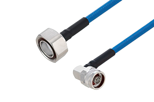 Plenum 7/16 DIN Male to N Male Right Angle Low PIM Cable 100 cm Length Using SPP-250-LLPL Coax Using Times Microwave Parts