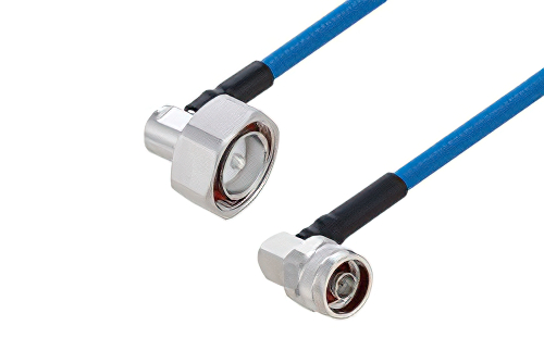 Plenum 7/16 DIN Male Right Angle to N Male Right Angle Low PIM Cable 36 Inch Length Using SPP-250-LLPL Coax Using Times Microwave Parts