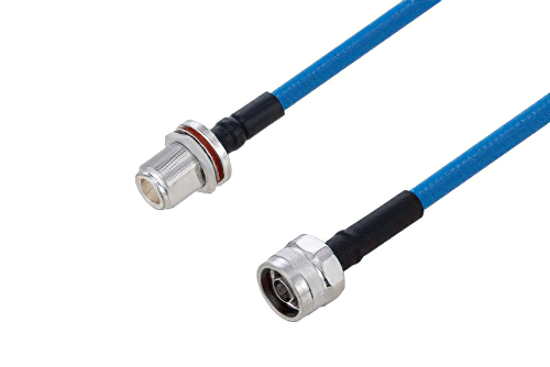 Plenum N Male to N Female Bulkhead Low PIM Cable 100 cm Length Using SPP-250-LLPL Coax Using Times Microwave Parts