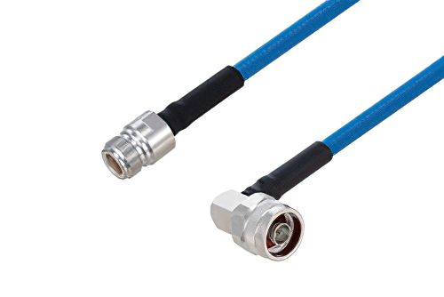 Plenum N Male Right Angle to N Female Low PIM Cable 200 cm Length Using SPP-250-LLPL Coax Using Times Microwave Parts