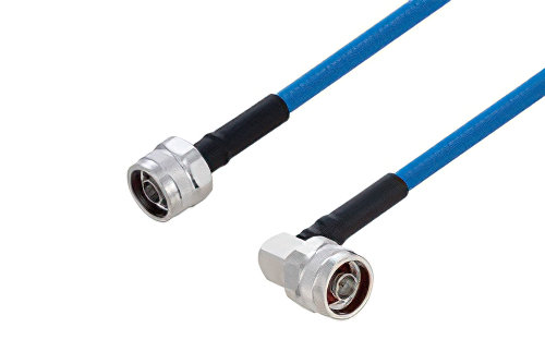 Plenum N Male to N Male Right Angle Low PIM Cable 100 cm Length Using SPP-250-LLPL Coax Using Times Microwave Parts