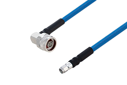 Plenum N Male Right Angle to SMA Male Low PIM Cable 24 Inch Length Using SPP-250-LLPL Coax Using Times Microwave Parts