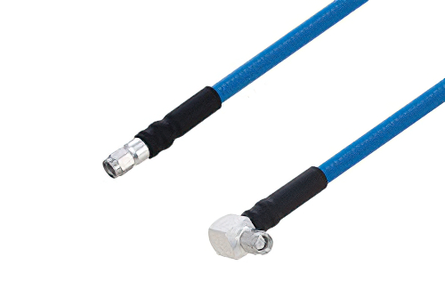 Plenum SMA Male to SMA Male Right Angle Low PIM Cable 100 cm Length Using SPP-250-LLPL Coax Using Times Microwave Parts