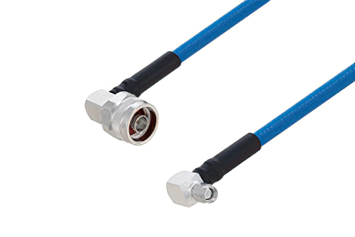 Plenum N Male Right Angle to SMA Male Right Angle Low PIM Cable 150 cm Length Using SPP-250-LLPL Coax Using Times Microwave Parts