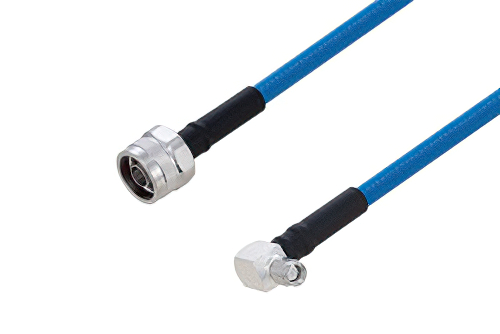 Plenum N Male to SMA Male Right Angle Low PIM Cable 100 cm Length Using SPP-250-LLPL Coax Using Times Microwave Parts