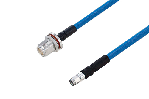 Plenum N Female Bulkhead to SMA Male Low PIM Cable 200 cm Length Using SPP-250-LLPL Coax Using Times Microwave Parts