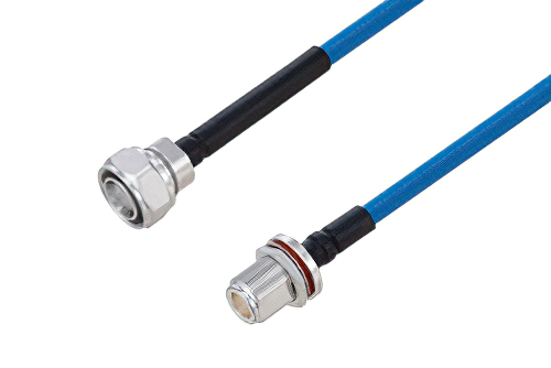 Plenum 4.3-10 Male to N Female Bulkhead Low PIM Cable 12 Inch Length Using SPP-250-LLPL Coax Using Times Microwave Parts