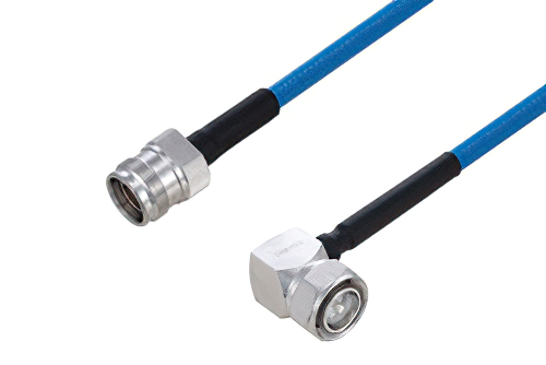 Plenum 4.3-10 Male Right Angle to 4.3-10 Female Low PIM Cable 100 cm Length Using SPP-250-LLPL Coax Using Times Microwave Parts