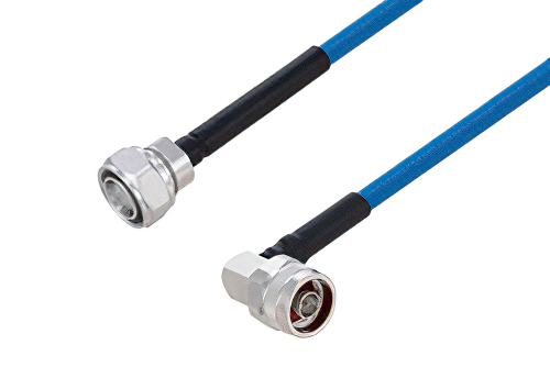 Plenum 4.3-10 Male to N Male Right Angle Low PIM Cable 12 Inch Length Using SPP-250-LLPL Coax Using Times Microwave Parts