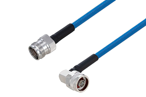 Plenum 4.3-10 Female to N Male Right Angle Low PIM Cable 60 Inch Length Using SPP-250-LLPL Coax Using Times Microwave Parts