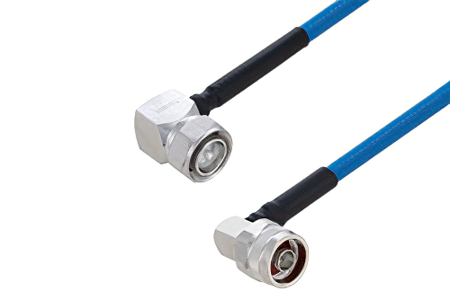 Plenum 4.3-10 Male Right Angle to N Male Right Angle Low PIM Cable 200 cm Length Using SPP-250-LLPL Coax Using Times Microwave Parts