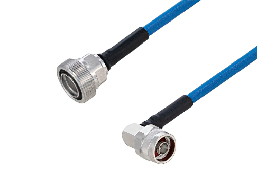 Plenum 7/16 DIN Female to N Male Right Angle Low PIM Cable 100 cm Length Using SPP-250-LLPL Coax Using Times Microwave Parts