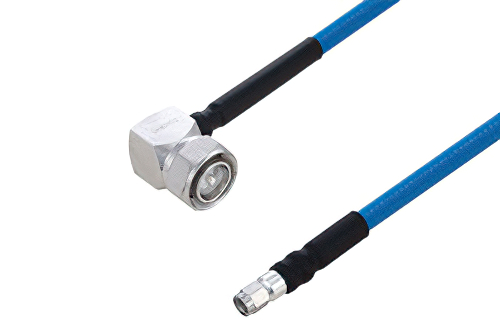 Plenum 4.3-10 Male Right Angle to SMA Male Low PIM Cable 100 cm Length Using SPP-250-LLPL Coax Using Times Microwave Parts
