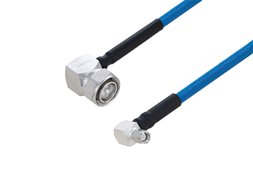 Plenum 4.3-10 Male Right Angle to SMA Male Right Angle Low PIM Cable 60 Inch Length Using SPP-250-LLPL Coax Using Times Microwave Parts