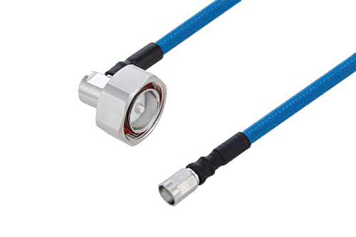 Plenum 7/16 DIN Male Right Angle to NEX10 Male Low PIM Cable 100 cm Length Using SPP-250-LLPL Coax Using Times Microwave Parts