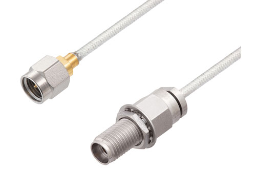 2.92mm Male to 2.92mm Female Bulkhead Cable Using PE-SR405FL Coax