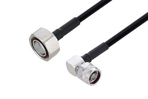 Outdoor Rated 7/16 DIN Male to N Male Right Angle Low PIM Cable Using SPO-250 Coax Using Times Microwave Parts