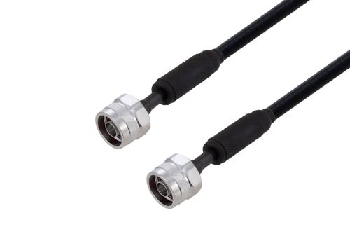 Waterproof IP68 N Male (Plug) to N Male (Plug) Low Loss Cable Using SPO-250 Coax with Times Microwave Components