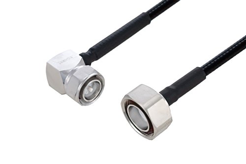 Fire Rated 4.3-10 Male Right Angle to 7/16 DIN Male Low PIM Cable Using SPF-250 Coax Using Times Microwave Parts