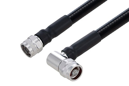 Outdoor Rated N Male to N Male Right Angle Low PIM Cable Using SPO-500 Coax Using Times Microwave Parts