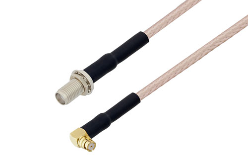 SMA Female Bulkhead to Push-On SMP Female Right Angle Cable Using RG316 Coax