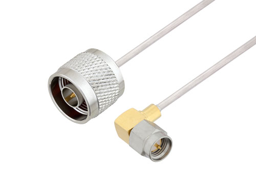 N Male to SMA Male Right Angle Cable Using PE-SR405AL Coax