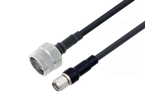 Fire Rated N Male to SMA Male Low Loss Cable Using LMR-200-FR Coax With Times Microwave Components