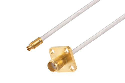 Mini SMP Female to SMA Female 4 Hole Flange Cable 6 Inch Length Using PE-SR405AL Coax