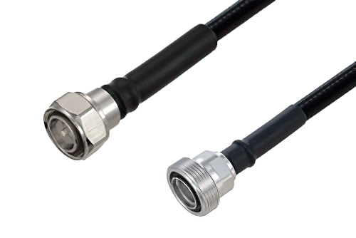 Outdoor Rated 4.3-10 Male to 7/16 DIN Female Low PIM Cable 12 Inch Length Using SPO-375 Coax Using Times Microwave Parts