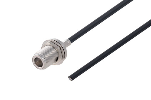 N Female Bulkhead to Straight Cut Lead Low Loss Cable Using LMR-200 Coax