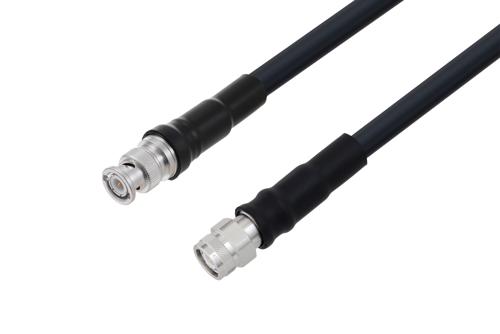 TNC Male to BNC Male Low Loss Cable Using LMR-400-UF Coax with Times Microwave Components with HeatShrink