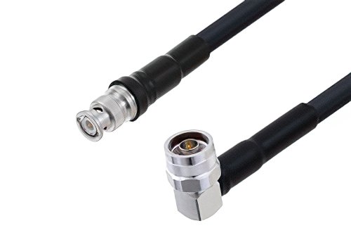 BNC Male to N Male Right Angle Cable Using LMR-400-UF Coax