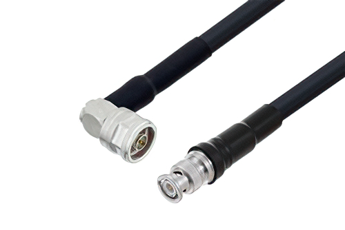 BNC Male to N Male Right Angle Cable Using LMR-400 Coax