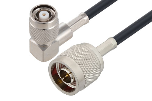 N Male to Reverse Polarity TNC Plug Right Angle Low Loss Cable Using LMR-195 Coax
