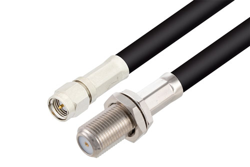 50 Ohm SMA Male to 75 Ohm F Female Bulkhead Cable Using 75 Ohm RG59 Coax
