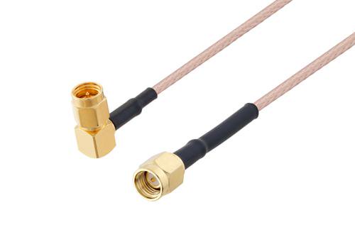 SMA Male Right Angle to SMA Male Cable Using RG316 Coax with HeatShrink