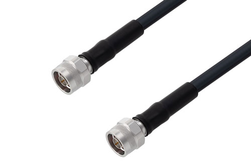 75 Ohm N Male to 75 Ohm N Male Low Loss Cable Using 75 Ohm LMR-400-75 Coax With Times Microwave Components