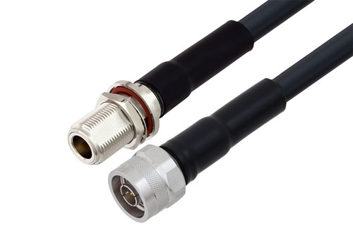 N Male to N Female Bulkhead Low Loss Cable Using LMR-400-DB Coax With Times Microwave Components