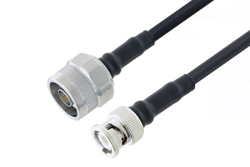 Fire Rated BNC Male to N Male Low Loss Cable Using LMR-200-FR Coax With Times Microwave Components