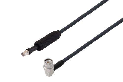 Waterproof IP68 SMA Male (Plug) to TNC Male (Plug) Right Angle Low Loss Cable Using LMR-240 Coax with Times Microwave Components