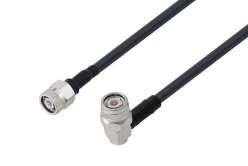 TNC Male to TNC Male Right Angle Low Loss Cable Using LMR-240 Coax with HeatShrink