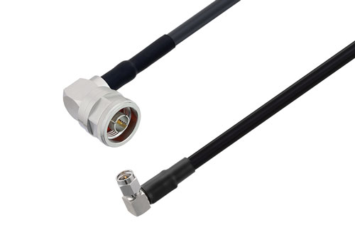 N Male Right Angle to SMA Male Right Angle Low Loss Cable Using LMR-240-UF Coax