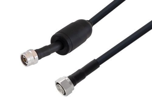 Waterproof IP68 4.3-10 Male (Plug) to N Male (Plug) Low Loss Cable Using LMR-400 Coax with Times Microwave Components