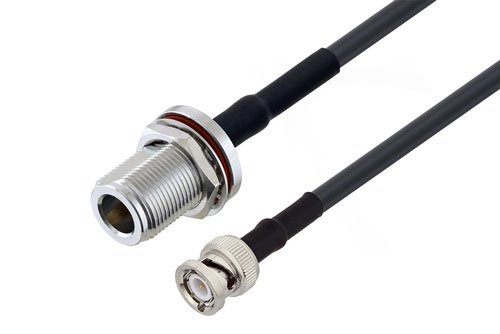 BNC Male to N Female Bulkhead Cable Using RG58 Coax with HeatShrink
