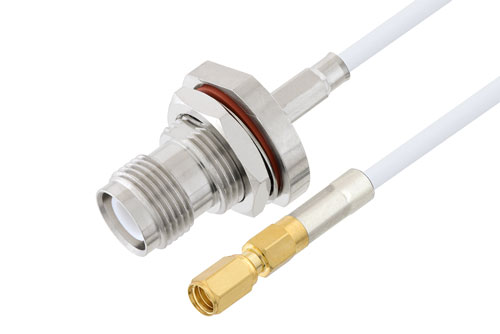 SSMC Plug to Reverse Polarity TNC Female Bulkhead Cable Using RG188 Coax
