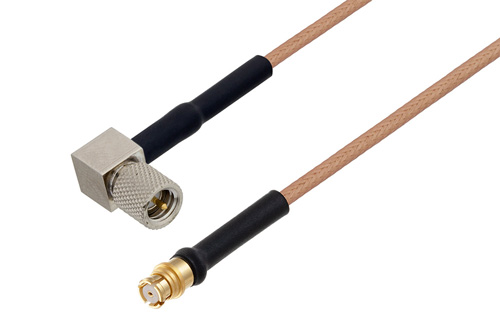 10-32 Male Right Angle to Push-On SMP Female Cable Using RG178 Coax